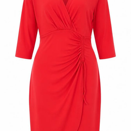 M&Co Red V-Neck Long Sleeve Dress - Size 12 Women