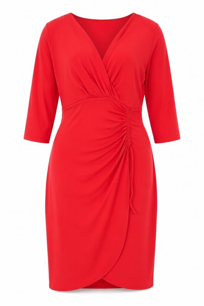M&Co Red V-Neck Long Sleeve Dress - Size 12 Women