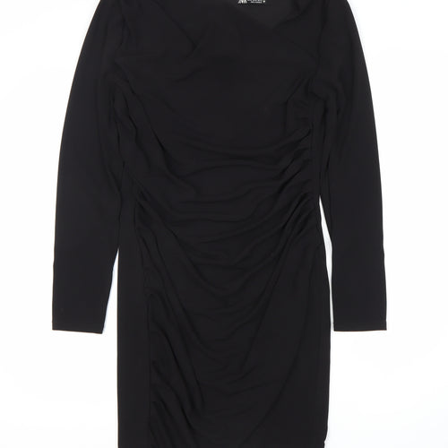 Zara Women's Black Sheath Dress XL Ruched
