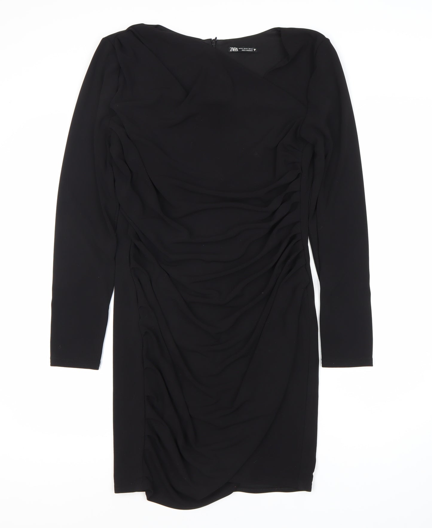 Zara Women's Black Sheath Dress XL Ruched