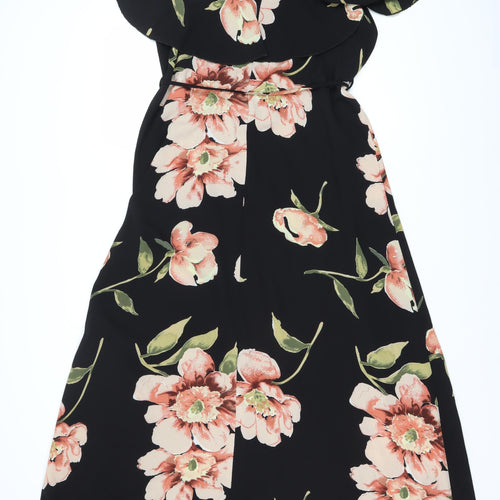 AX Women's Black Floral Off Shoulder Dress, Size 14