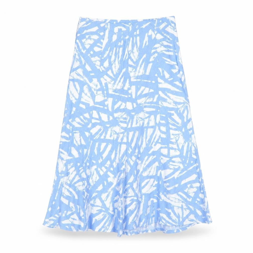 Front view of Isle Women's Blue Geometric Skirt, size 10