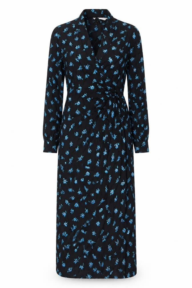 Zara Women's Black Floral Long Dress Size L Viscose