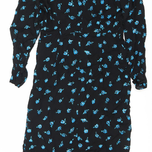 Zara Women's Black Floral Long Dress Size L Viscose