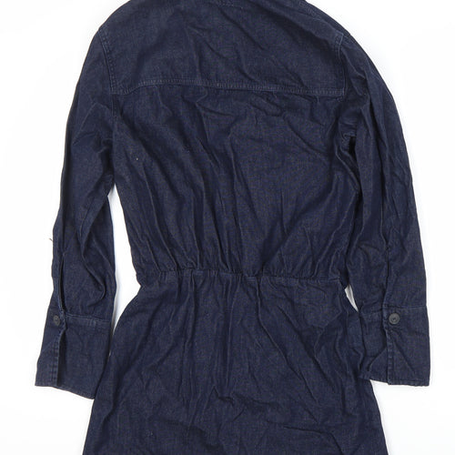 Zara Women's Blue Shirt Dress XS Cotton Casual