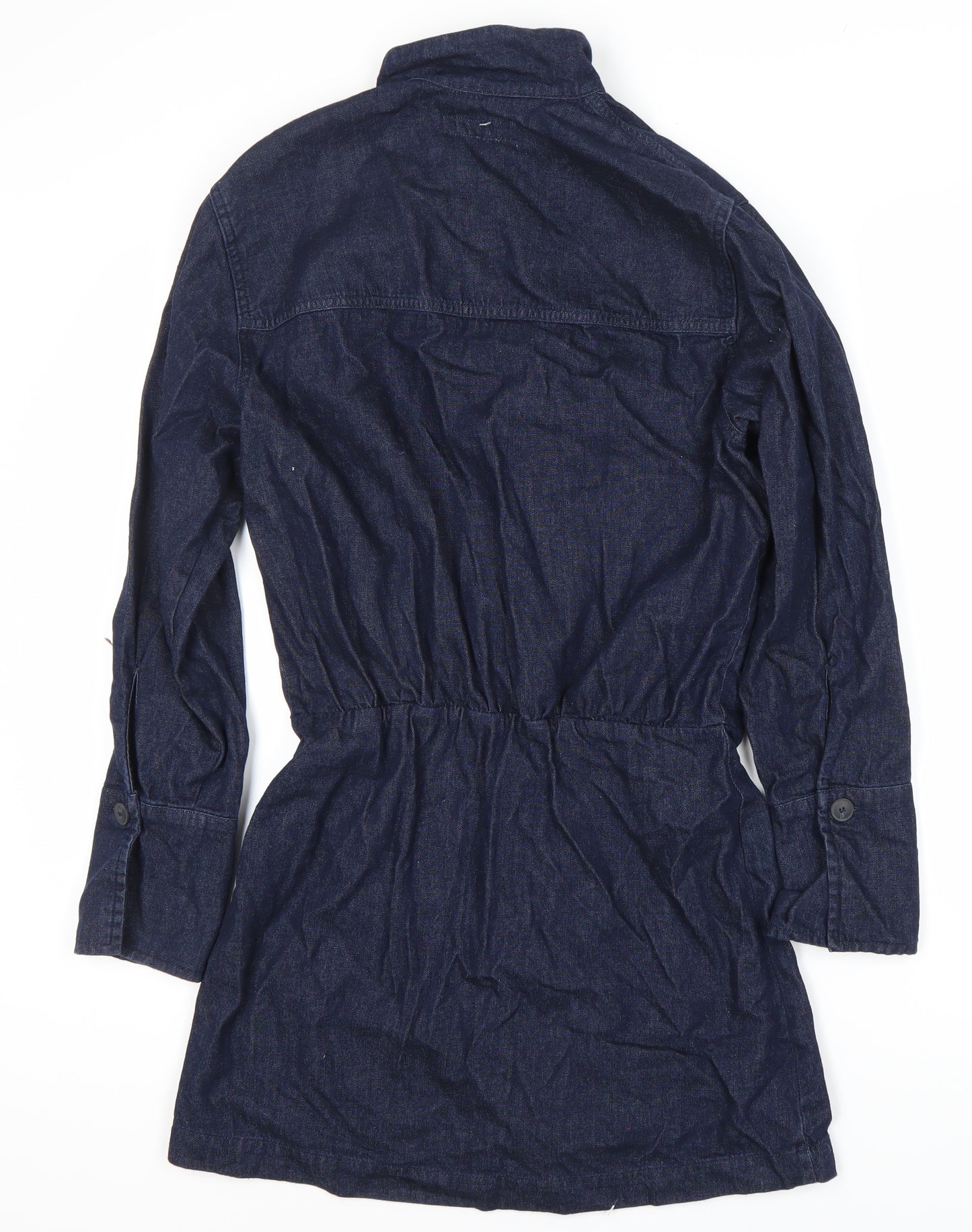 Zara Women's Blue Shirt Dress XS Cotton Casual