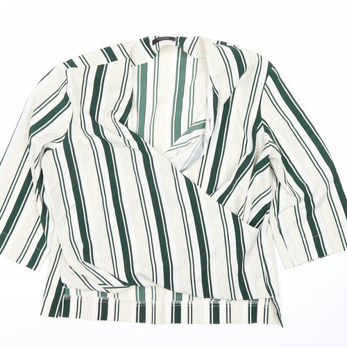 Marks and Spencer Women's Striped Wrap Blouse - Size 16