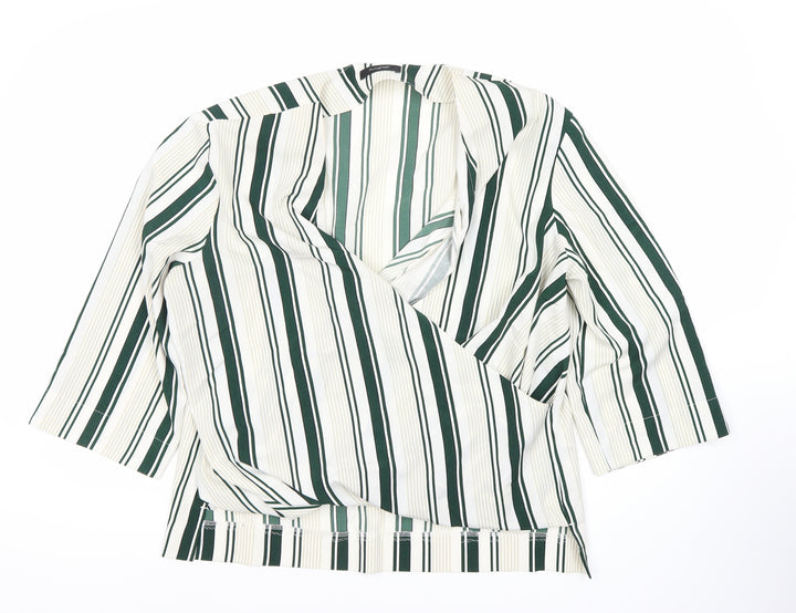 Marks and Spencer Women's Striped Wrap Blouse - Size 16