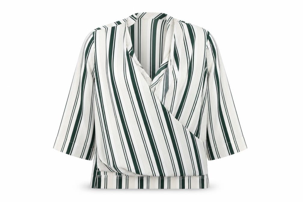 Front view of Marks & Spencer Women's Striped Wrap Blouse -, size 16