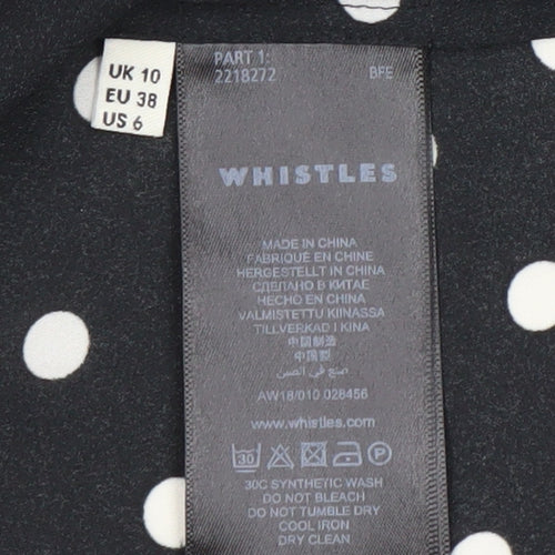 Whistles Women's Black Polka Dot Wrap Blouse Size 10