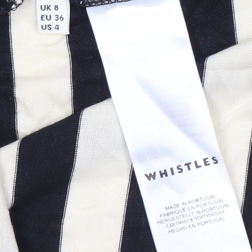 Whistles Women's Ivory Black Striped Dress Size 8