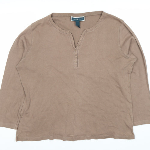 Karen Scott Women's Brown XL Henley T-Shirt