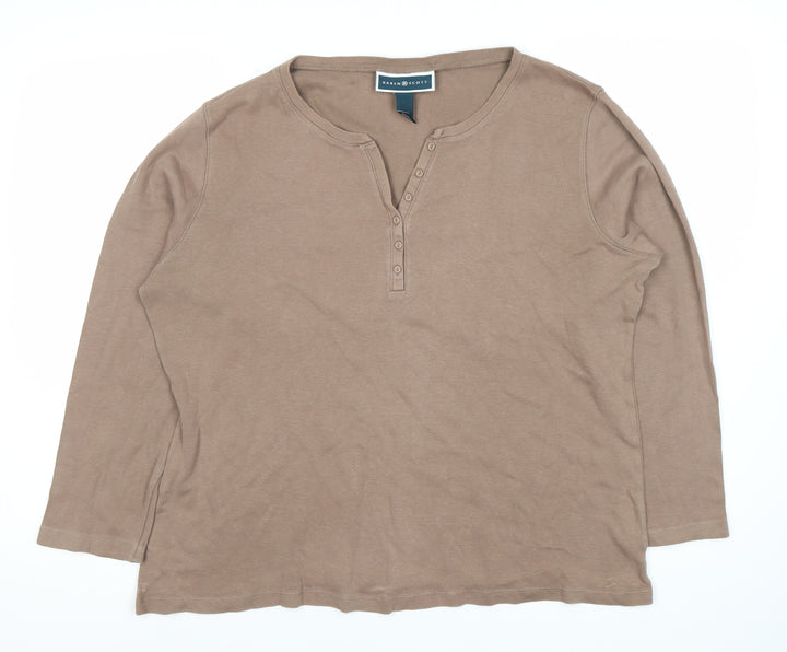 Karen Scott Women's Brown XL Henley T-Shirt