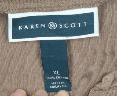 Karen Scott Women's Brown XL Henley T-Shirt
