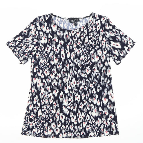 Saloos Women's Blue Floral Short Sleeve Top Size 10