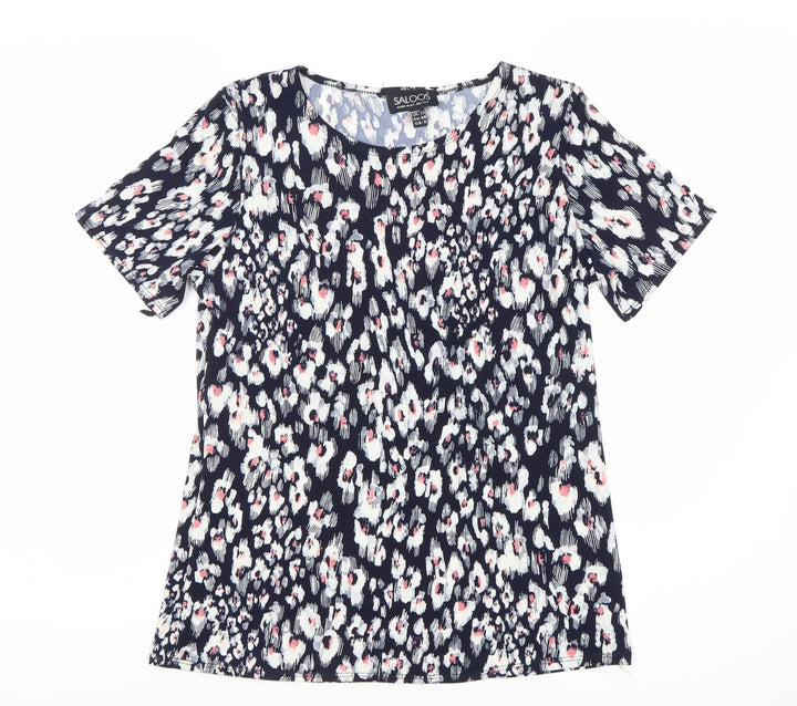 Saloos Women's Blue Floral Short Sleeve Top Size 10