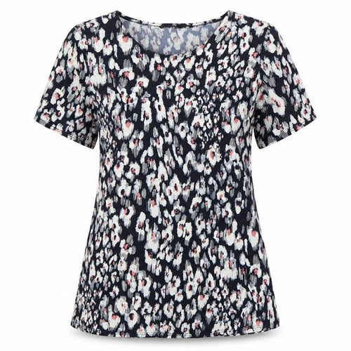 Saloos Women's Blue Floral Short Sleeve Top Size 10