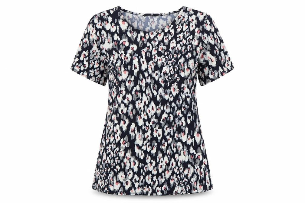 Saloos Women's Blue Floral Short Sleeve Top Size 10