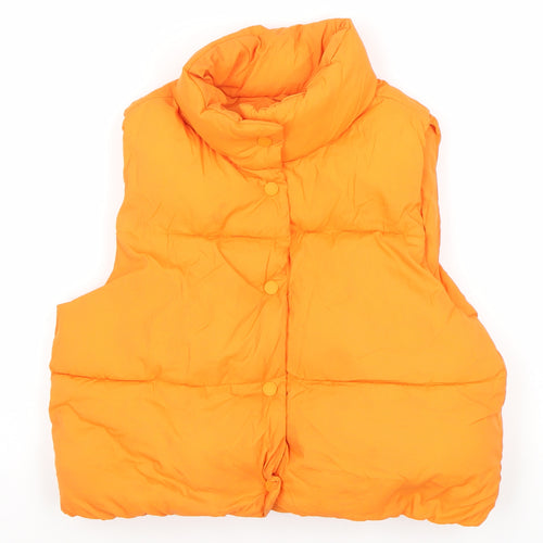 Zara Girls Orange Puffer Jacket 11-12 Years Sleeveless