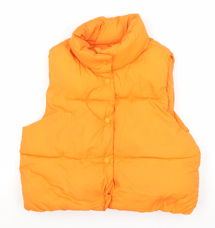 Zara Girls Orange Puffer Jacket 11-12 Years Sleeveless