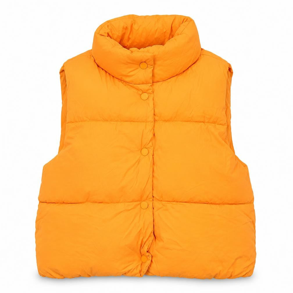 Zara Girls Orange Puffer Jacket 11-12 Years Sleeveless