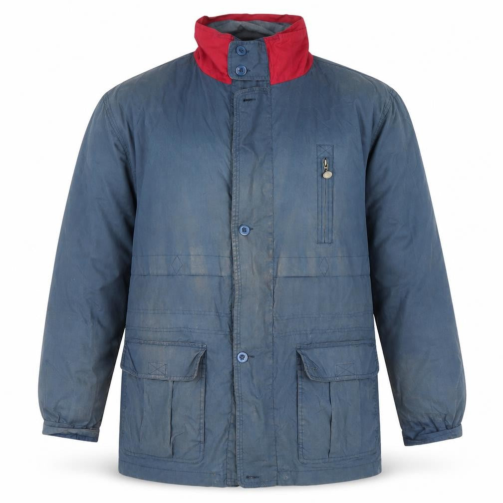 Front view of Lord Anthony Men's Blue Jacket, size S, Stand-Up Collar