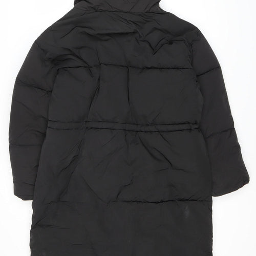 Monki Women's Black Puffer Jacket S, Casual, Mid-Length