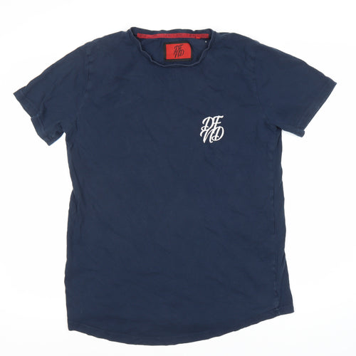 Men's Blue Cotton Logo T-Shirt, XL, Crew Neck
