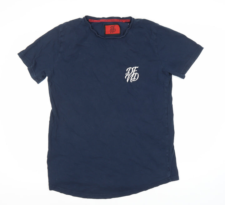 Men's Blue Cotton Logo T-Shirt, XL, Crew Neck
