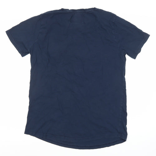 Men's Blue Cotton Logo T-Shirt, XL, Crew Neck
