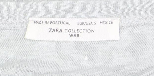 ZARA Women's Grey Multicoloured Floral T-Shirt Size 10