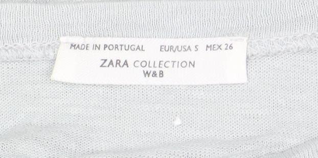 ZARA Women's Grey Multicoloured Floral T-Shirt Size 10