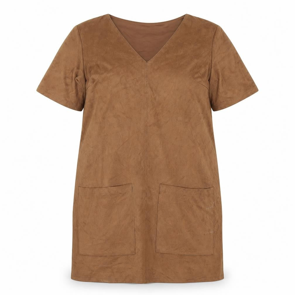 Front view of Marks & Spencer Women's Brown Shift Dress, size 14