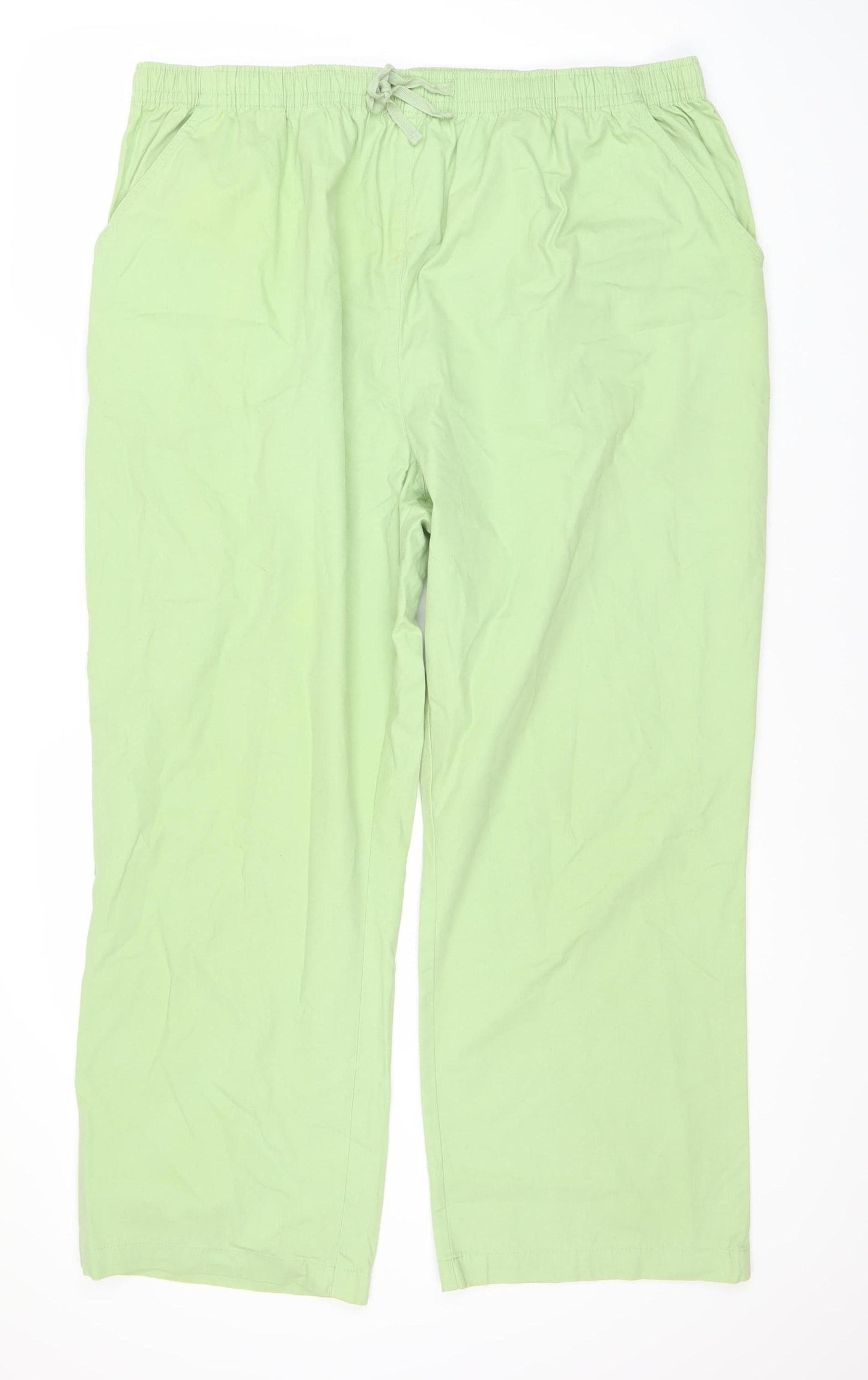 Damart Women's Green Cotton Relaxed Trousers, Size 20