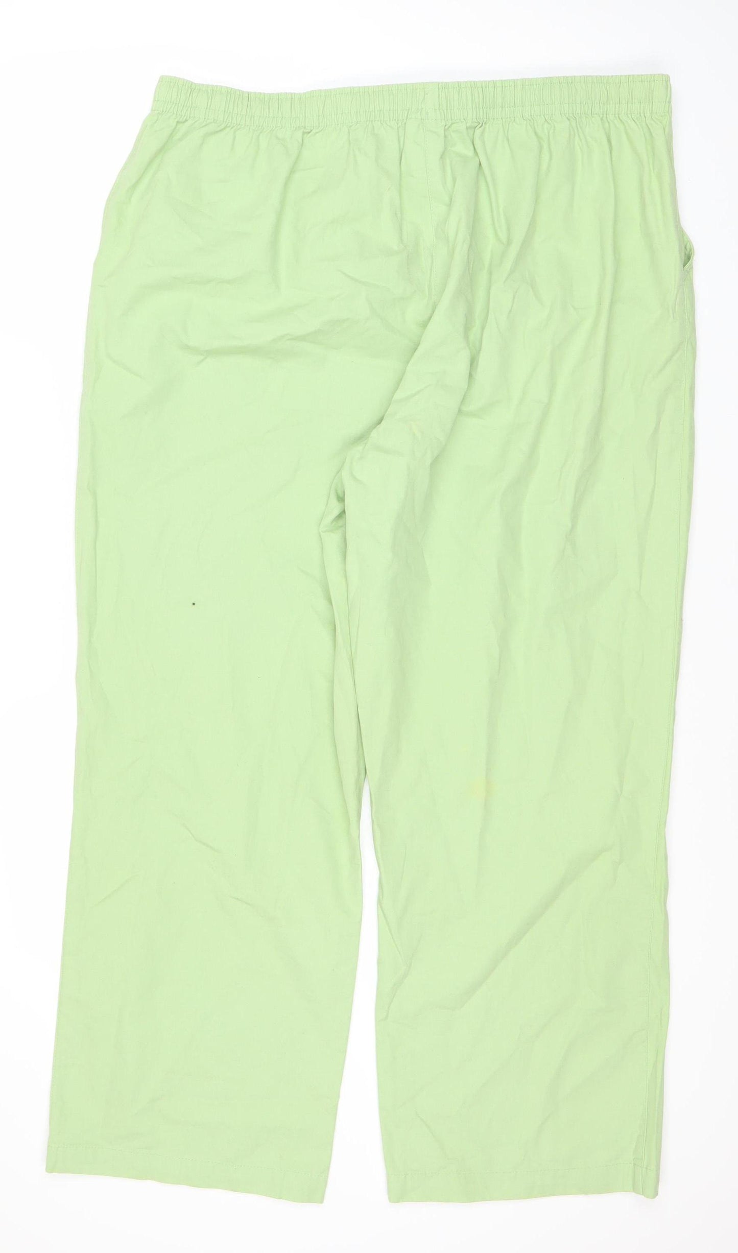 Damart Women's Green Cotton Relaxed Trousers, Size 20