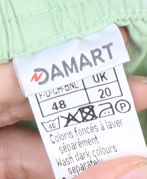 Damart Women's Green Cotton Relaxed Trousers, Size 20