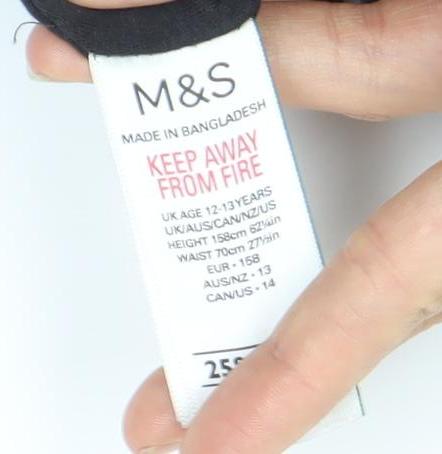 Marks and Spencer Boys Black Trousers 12-13 Years