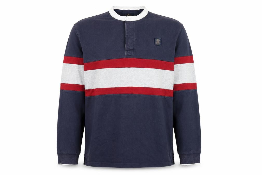Front view of Next Men's Blue XL Polo with Logo Accents