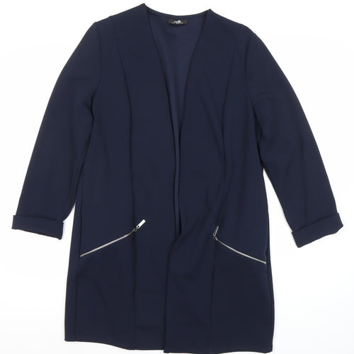 Wallis Women's Blue Long Open Coat Size 14
