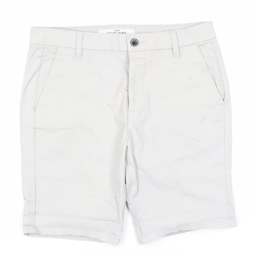Topman Grey Chino Shorts W32 Slim Fit Button Closure