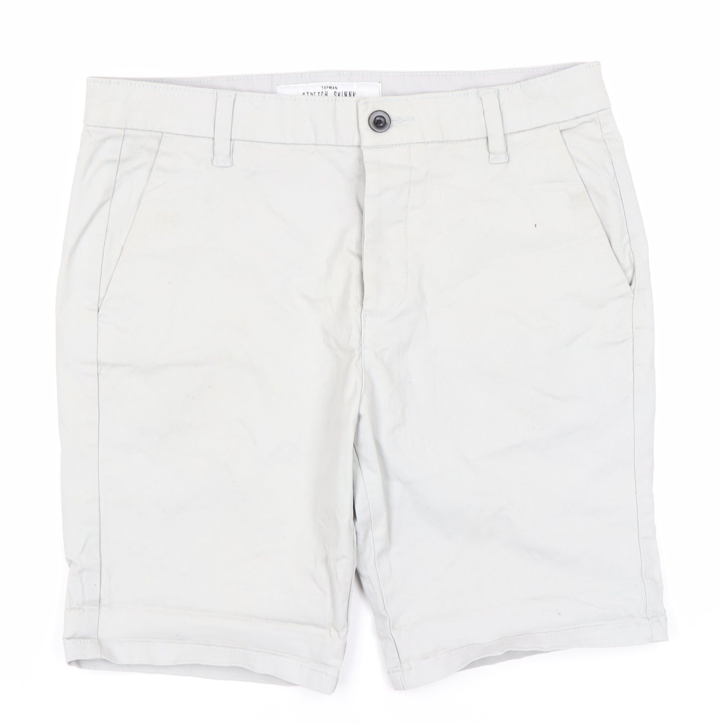 Topman Grey Chino Shorts W32 Slim Fit Button Closure