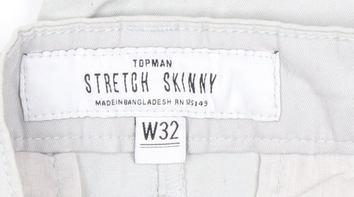 Topman Grey Chino Shorts W32 Slim Fit Button Closure