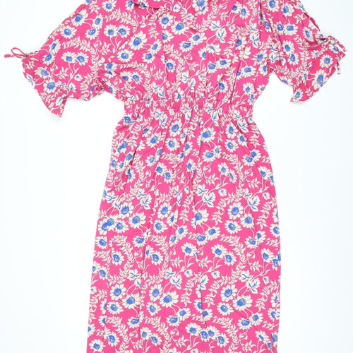 Next Women's Pink Floral Dress Size 12