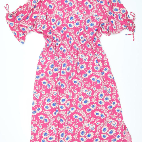 Next Women's Pink Floral Dress Size 12
