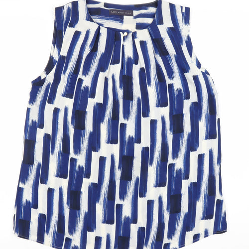 Marks and Spencer Women's Blue Striped Sleeveless Blouse
