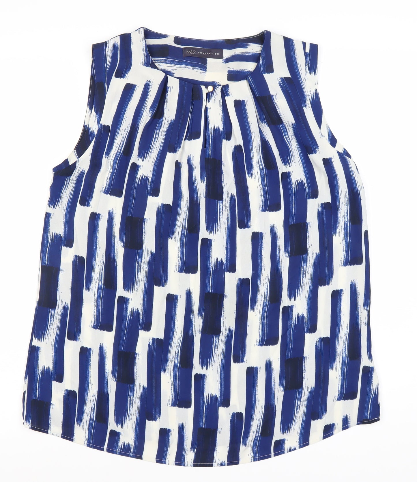 Marks and Spencer Women's Blue Striped Sleeveless Blouse