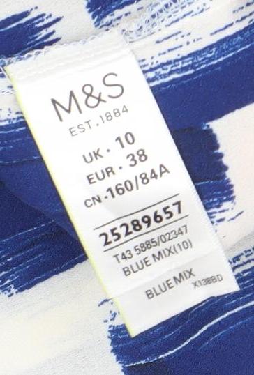 Marks and Spencer Women's Blue Striped Sleeveless Blouse