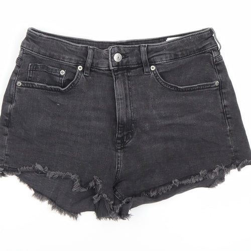 H&M Women's Black Cut-Off Denim Shorts, Size 12