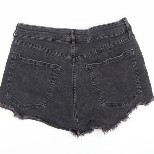 H&M Women's Black Cut-Off Denim Shorts, Size 12
