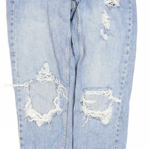TOPSHOP Women's Blue Distressed Mom Jeans Size 6